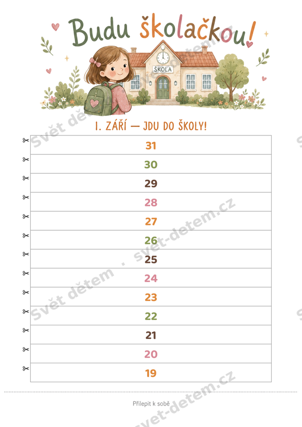 Pracovní list Budu školačkou