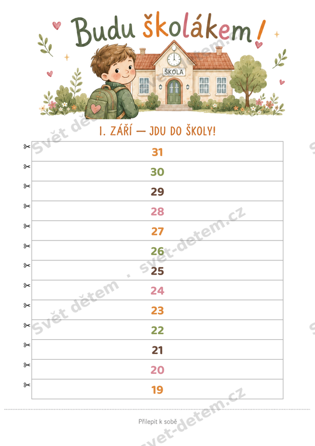Pracovní list Budu školákem